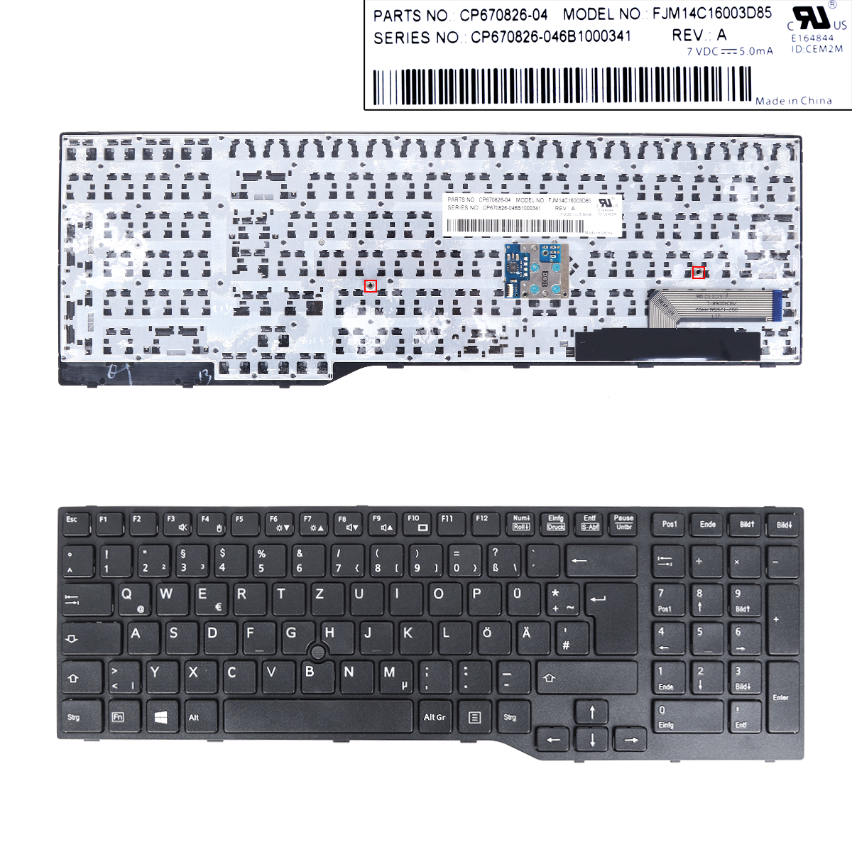 Picture of New Replacement Laptop Keyboard For Fujitsu Lifebook E753 E754 BLACK FRAME BLACK (with point  stick Win8) GR Layout